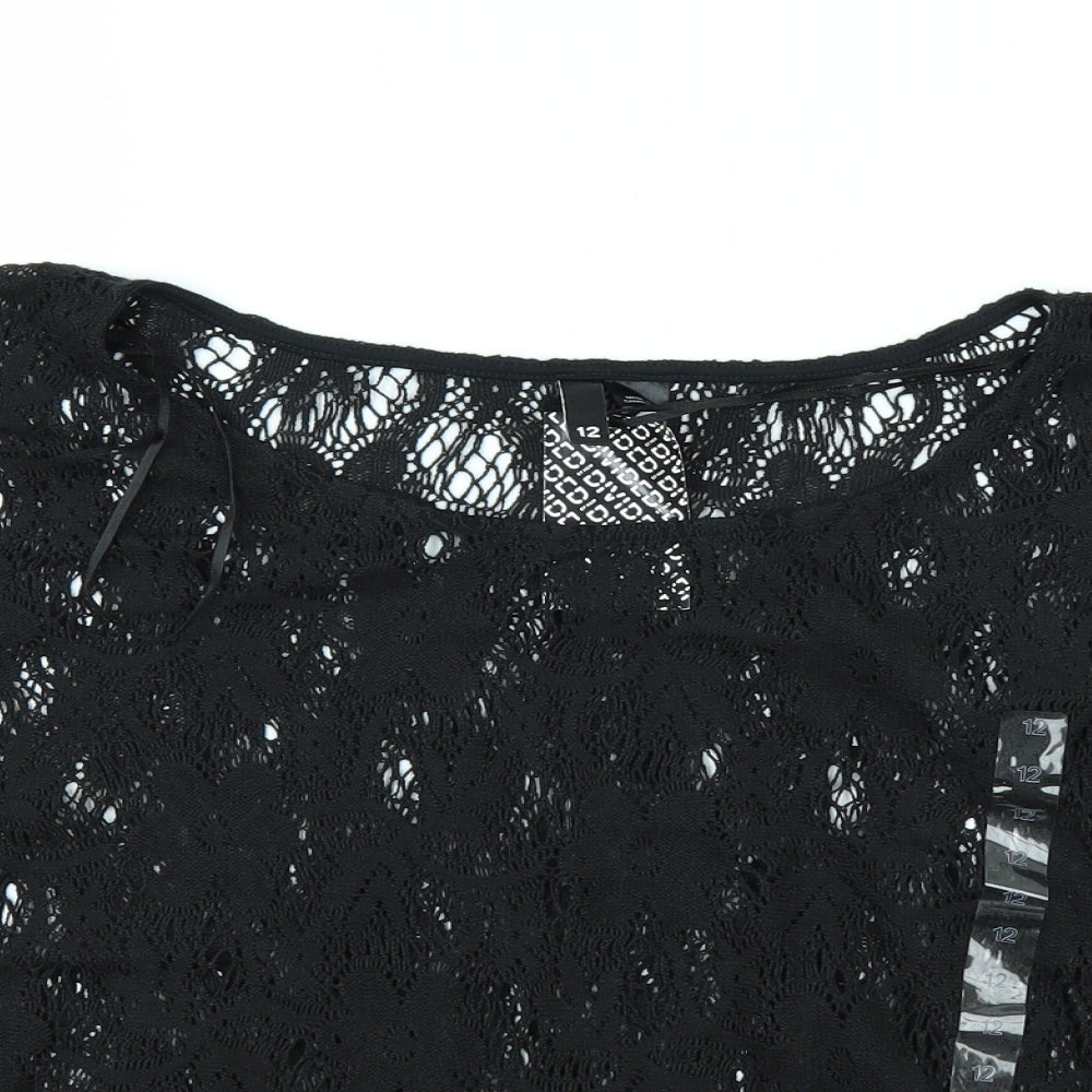Womens UK Size 12 H&M Black Basic T-Shirt