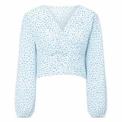 Front view of Primark women’s white polka dot cardigan jumper, size UK 14