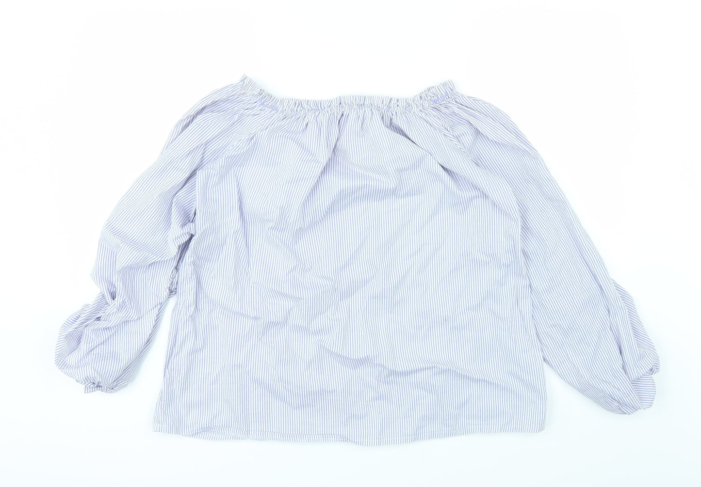 CAMEO ROSE Womens Blue Striped  Basic T-Shirt Size S