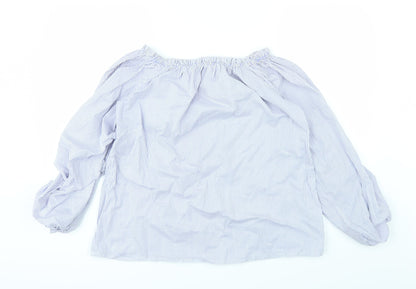 CAMEO ROSE Womens Blue Striped  Basic T-Shirt Size S