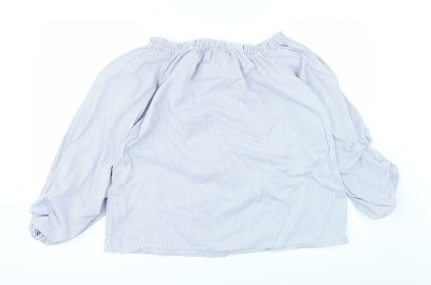 CAMEO ROSE Womens Blue Striped  Basic T-Shirt Size S