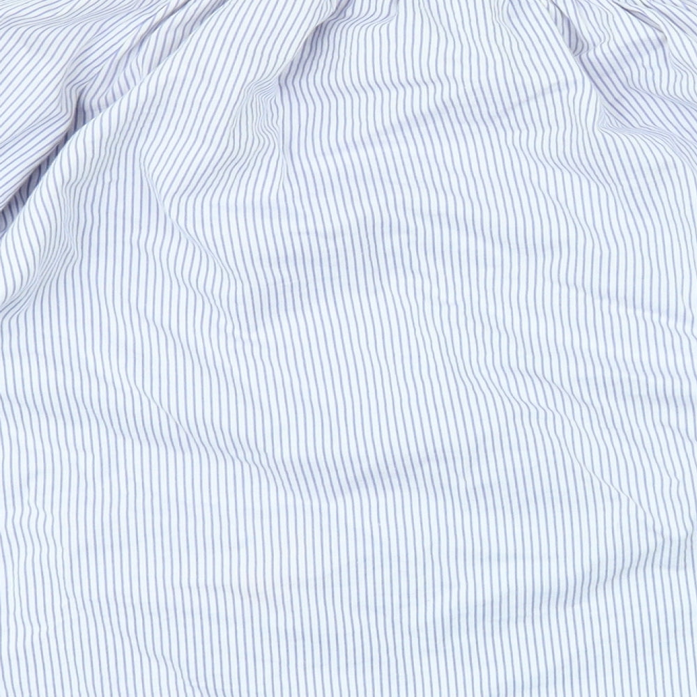 CAMEO ROSE Womens Blue Striped  Basic T-Shirt Size S