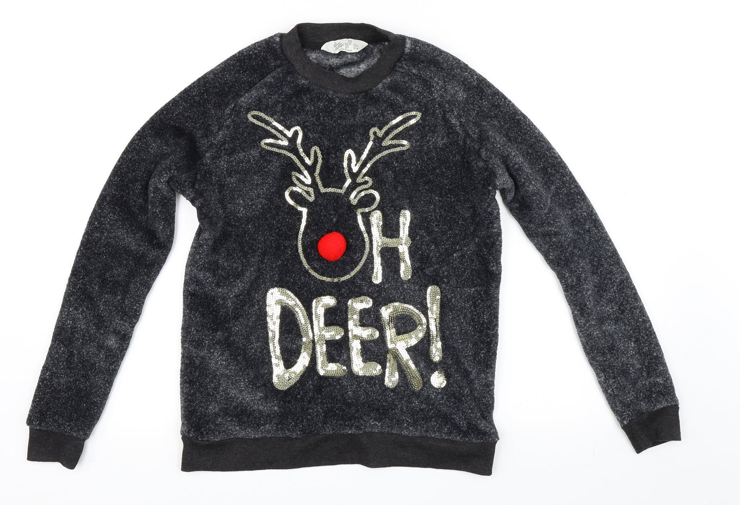 Primark Womens Grey   Pullover Sweatshirt Size 6  - Christmas Reindeer