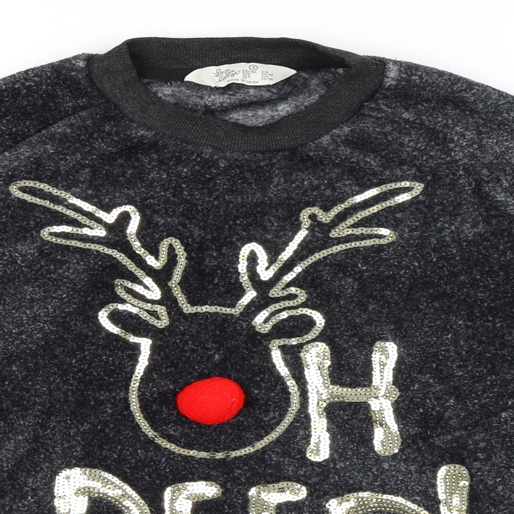 Primark Womens Grey   Pullover Sweatshirt Size 6  - Christmas Reindeer