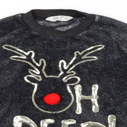Primark Womens Grey   Pullover Sweatshirt Size 6  - Christmas Reindeer
