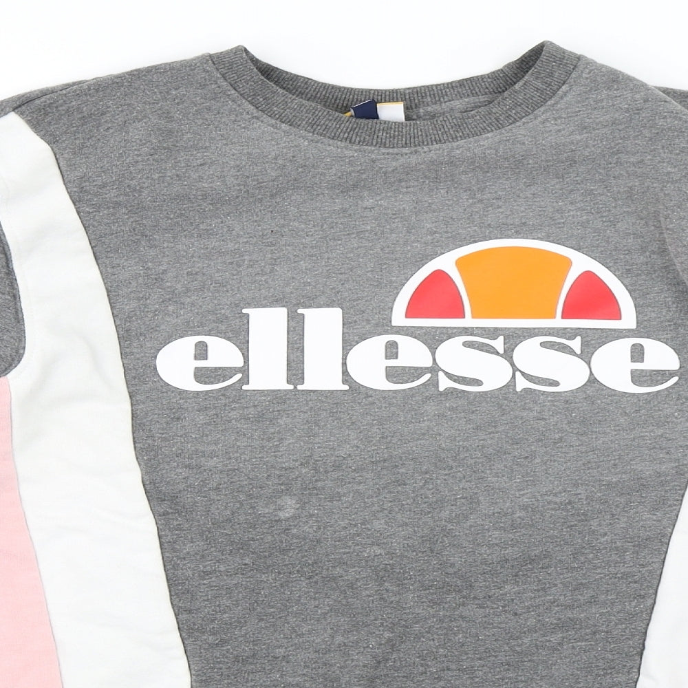 ellesse Womens Grey Striped  Pullover Sweatshirt Size 8