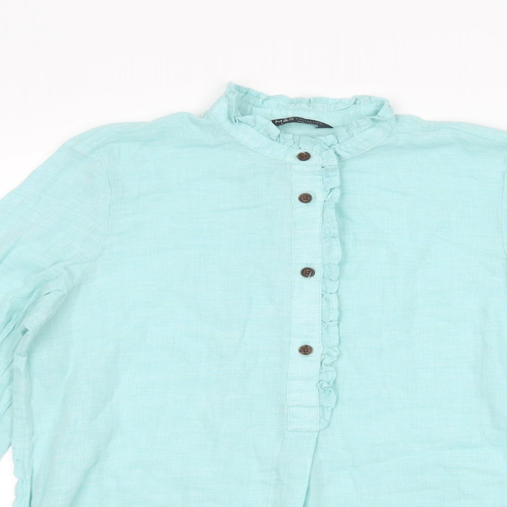 Womens UK Size 8 Marks and Spencer Blue Basic Blouse