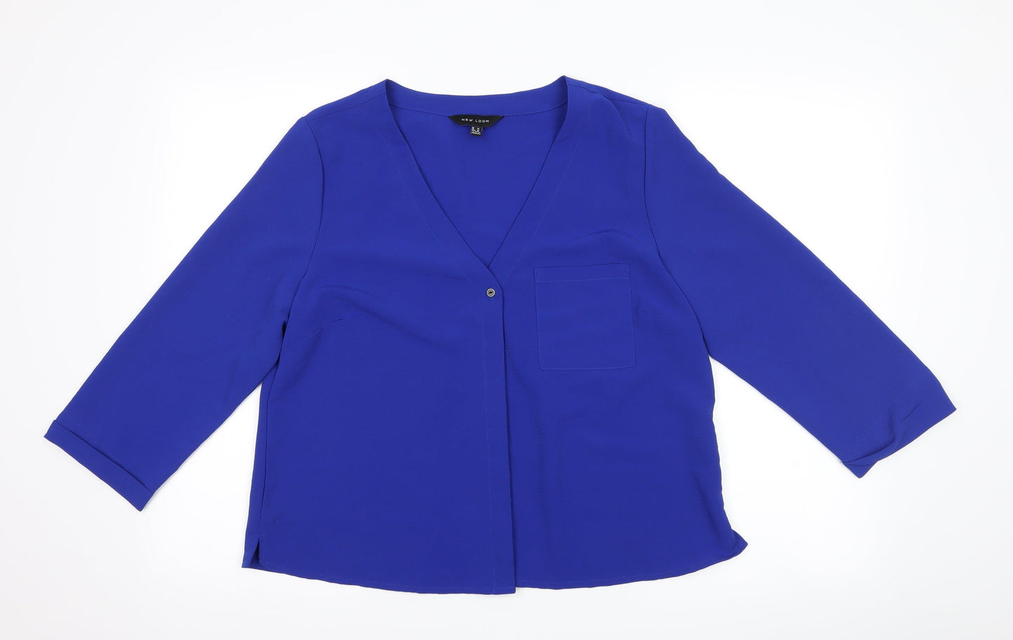 Womens UK Size 14 New Look Blue Basic Button-Up