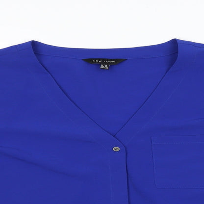 Womens UK Size 14 New Look Blue Basic Button-Up
