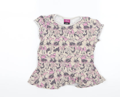 George Girls Brown   Basic T-Shirt Size 3-4 Years  - Disney Minnie Mouse