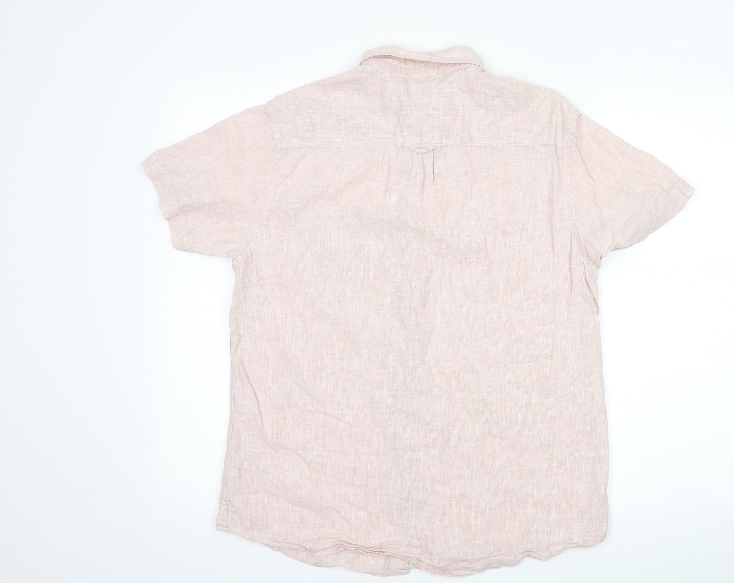 Mens UK Size L Cedar Wood State Pink  Button-Up Short Sleeve Casual Shirt