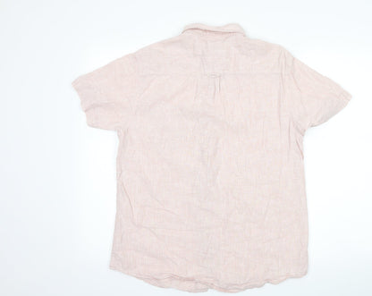 Mens UK Size L Cedar Wood State Pink  Button-Up Short Sleeve Casual Shirt