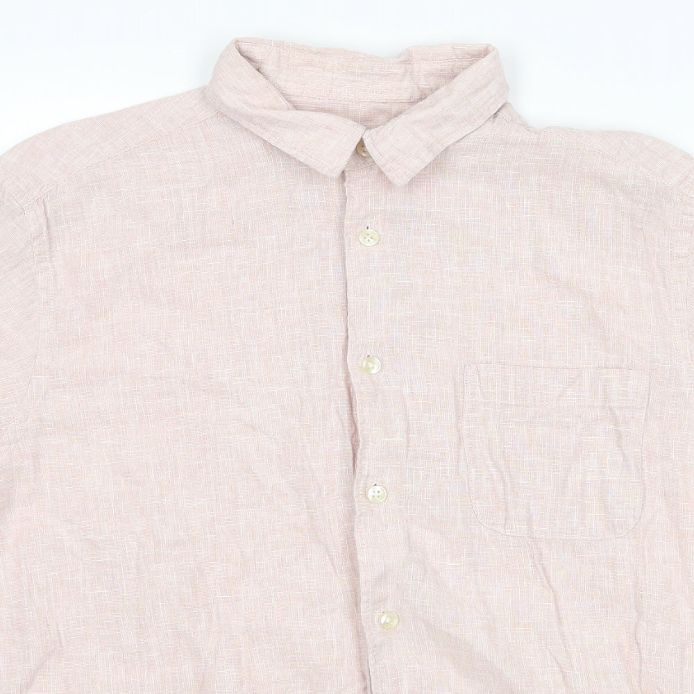Mens UK Size L Cedar Wood State Pink  Button-Up Short Sleeve Casual Shirt