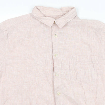 Mens UK Size L Cedar Wood State Pink  Button-Up Short Sleeve Casual Shirt