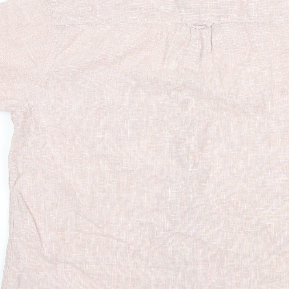 Mens UK Size L Cedar Wood State Pink  Button-Up Short Sleeve Casual Shirt