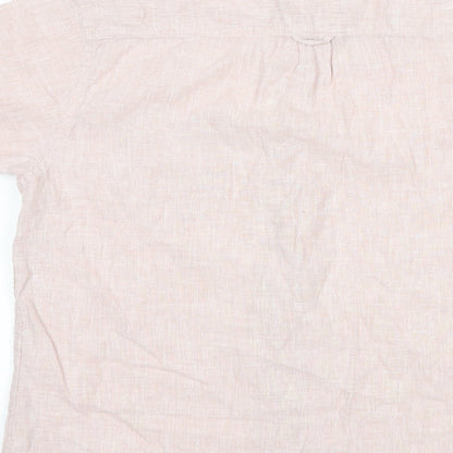 Mens UK Size L Cedar Wood State Pink  Button-Up Short Sleeve Casual Shirt