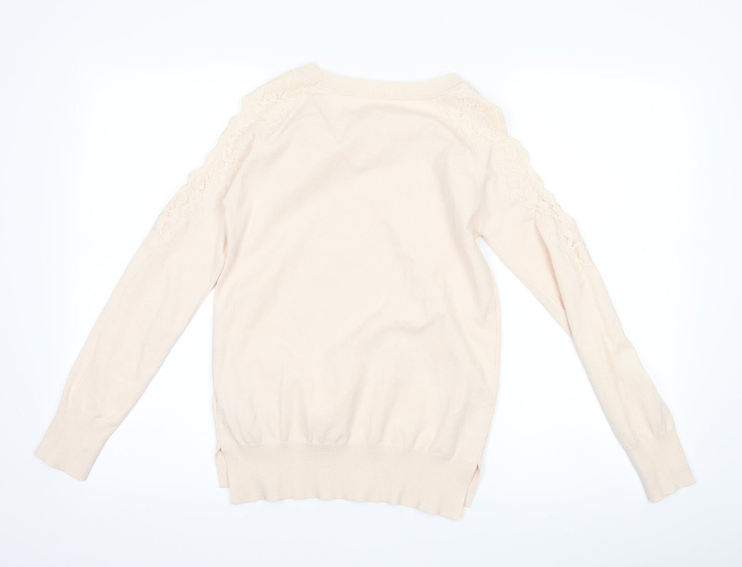 Topshop Womens Pink Floral  Pullover Jumper Size 6  - Cut out sleeves