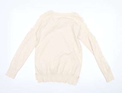 Topshop Womens Pink Floral  Pullover Jumper Size 6  - Cut out sleeves