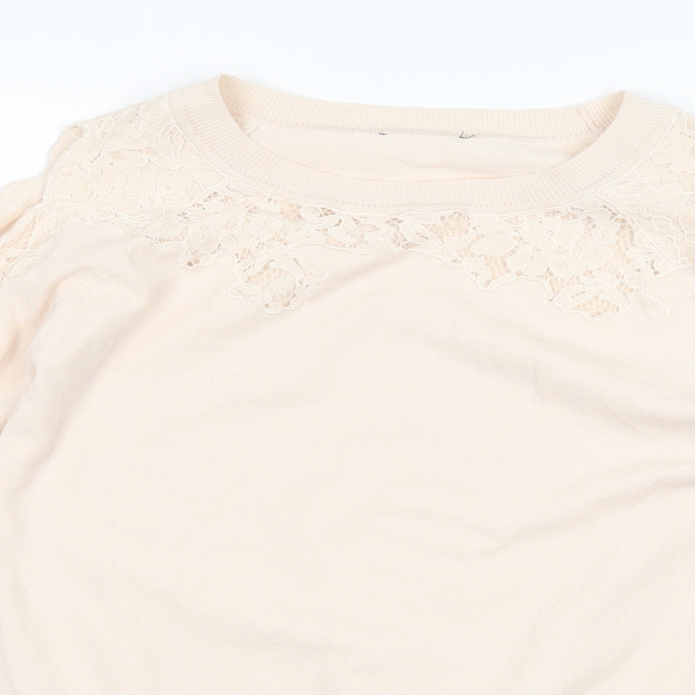 Topshop Womens Pink Floral  Pullover Jumper Size 6  - Cut out sleeves