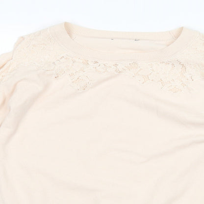 Topshop Womens Pink Floral  Pullover Jumper Size 6  - Cut out sleeves