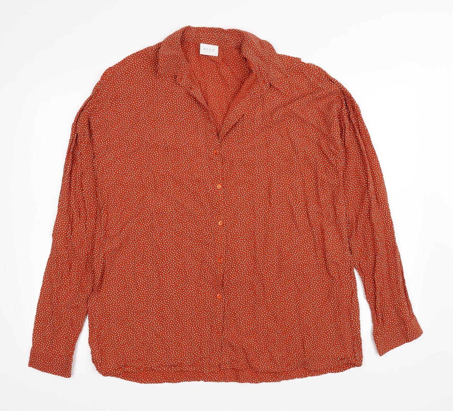 Womens UK Size 42 VILA Orange Basic Button-Up