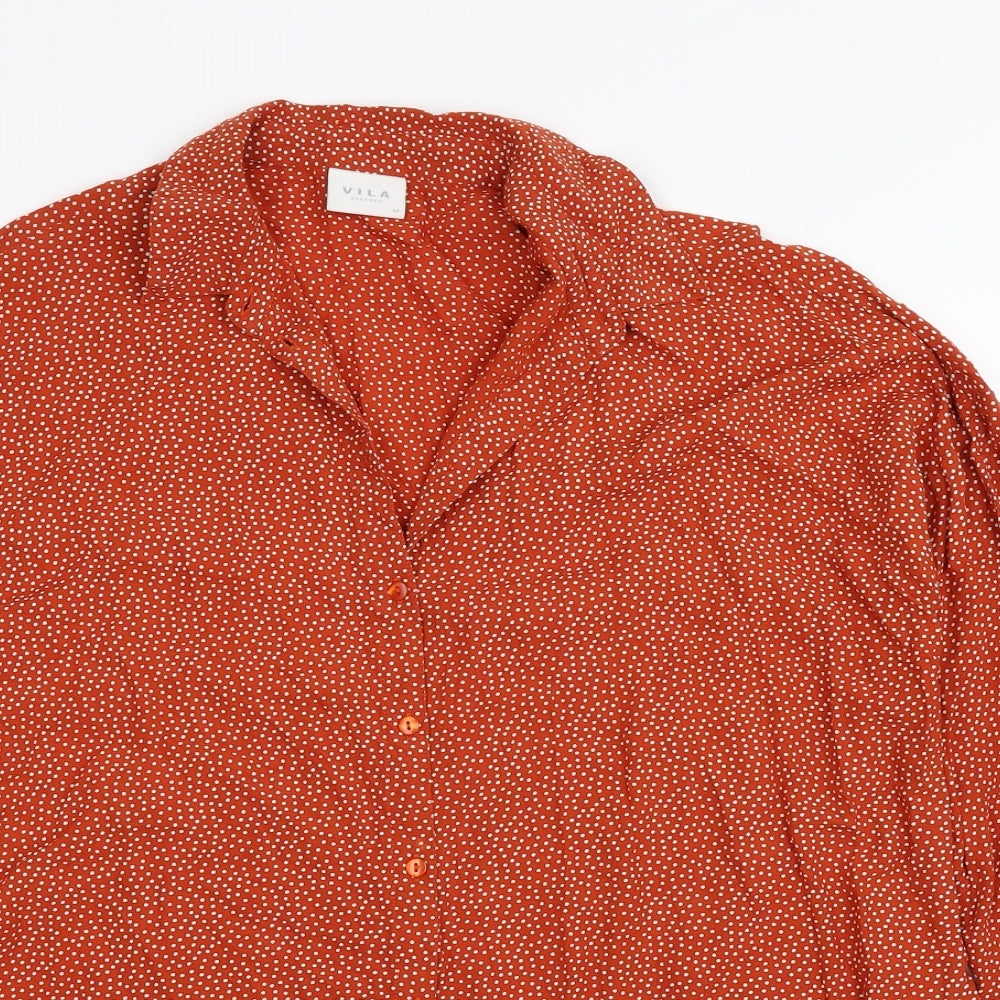 Womens UK Size 42 VILA Orange Basic Button-Up