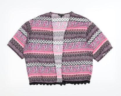 Candy Couture Girls Black Chevron  Kimono Blouse Size 12 Years  - see through