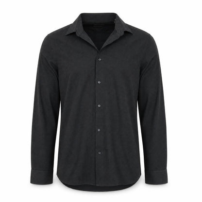 Front view of Topman men’s blue polka dot dress shirt, size S