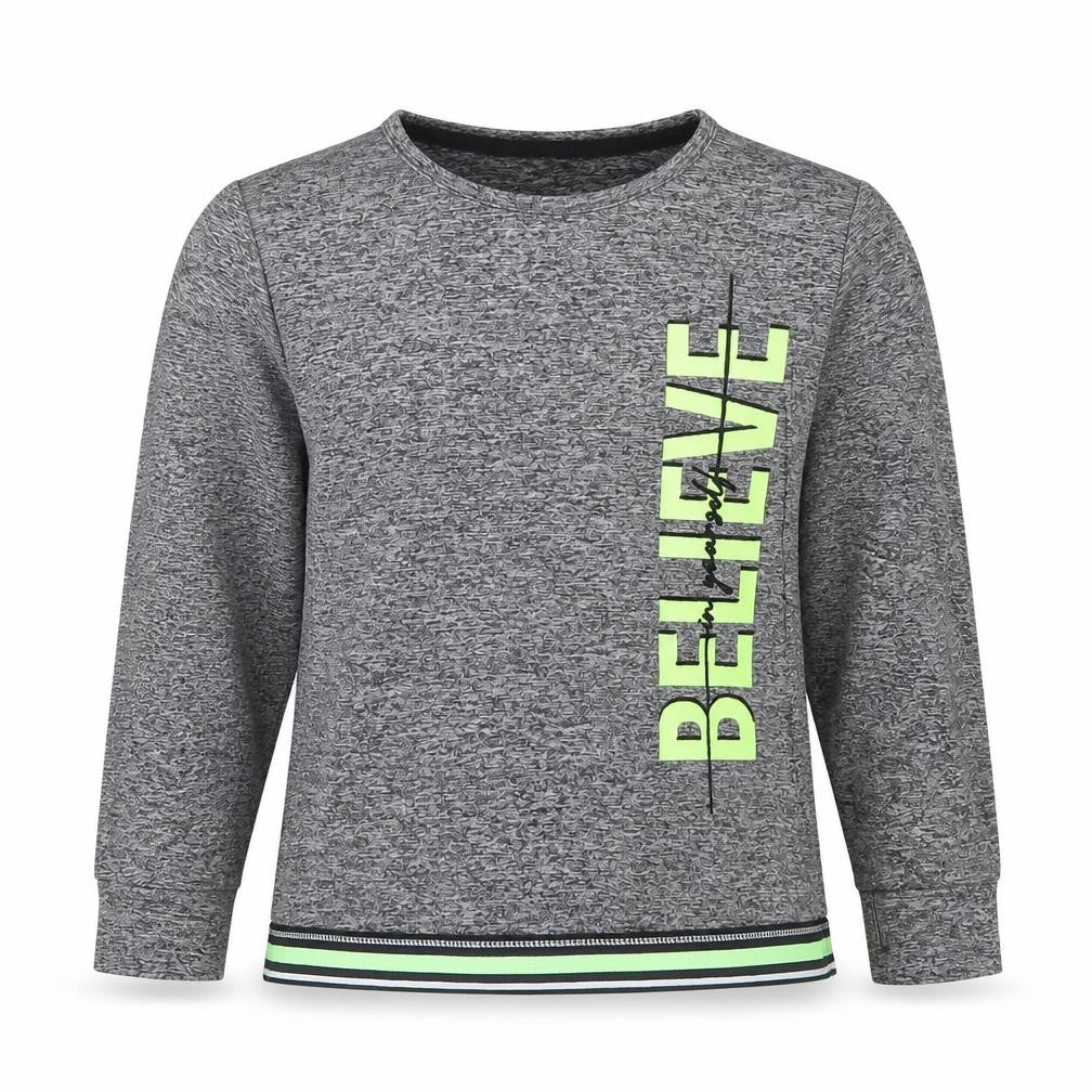Front view of George boys’ grey striped pullover sweatshirt, size 8-9, years - believe