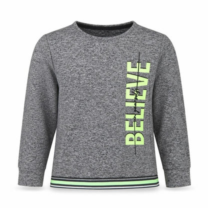 Front view of George boys’ grey striped pullover sweatshirt, size 8-9, years - believe