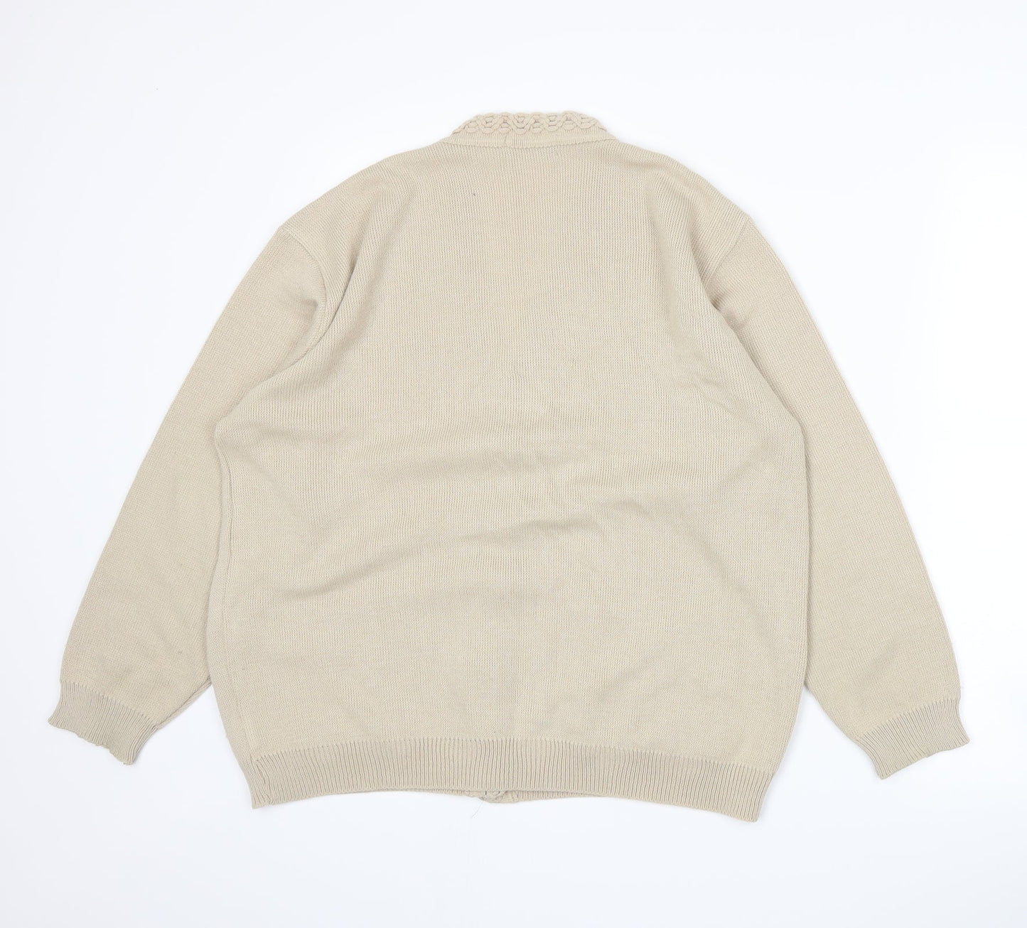 Perry Gold Womens Beige  Knit Cardigan Jumper Size XL