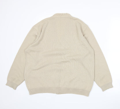 Perry Gold Womens Beige  Knit Cardigan Jumper Size XL