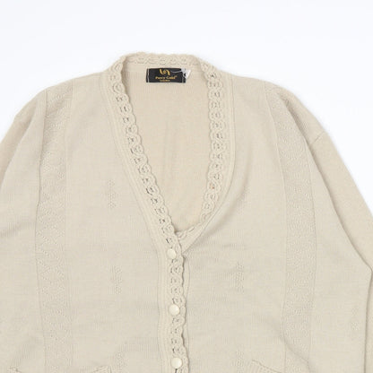 Perry Gold Womens Beige  Knit Cardigan Jumper Size XL