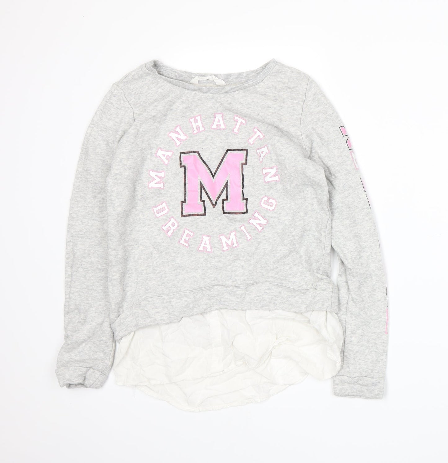 H&M Girls Grey   Pullover Sweatshirt Size 12-13 Years