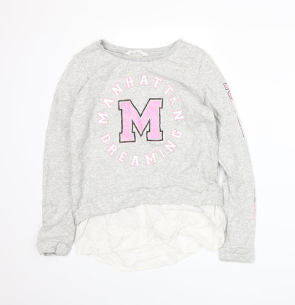 H&M Girls Grey   Pullover Sweatshirt Size 12-13 Years