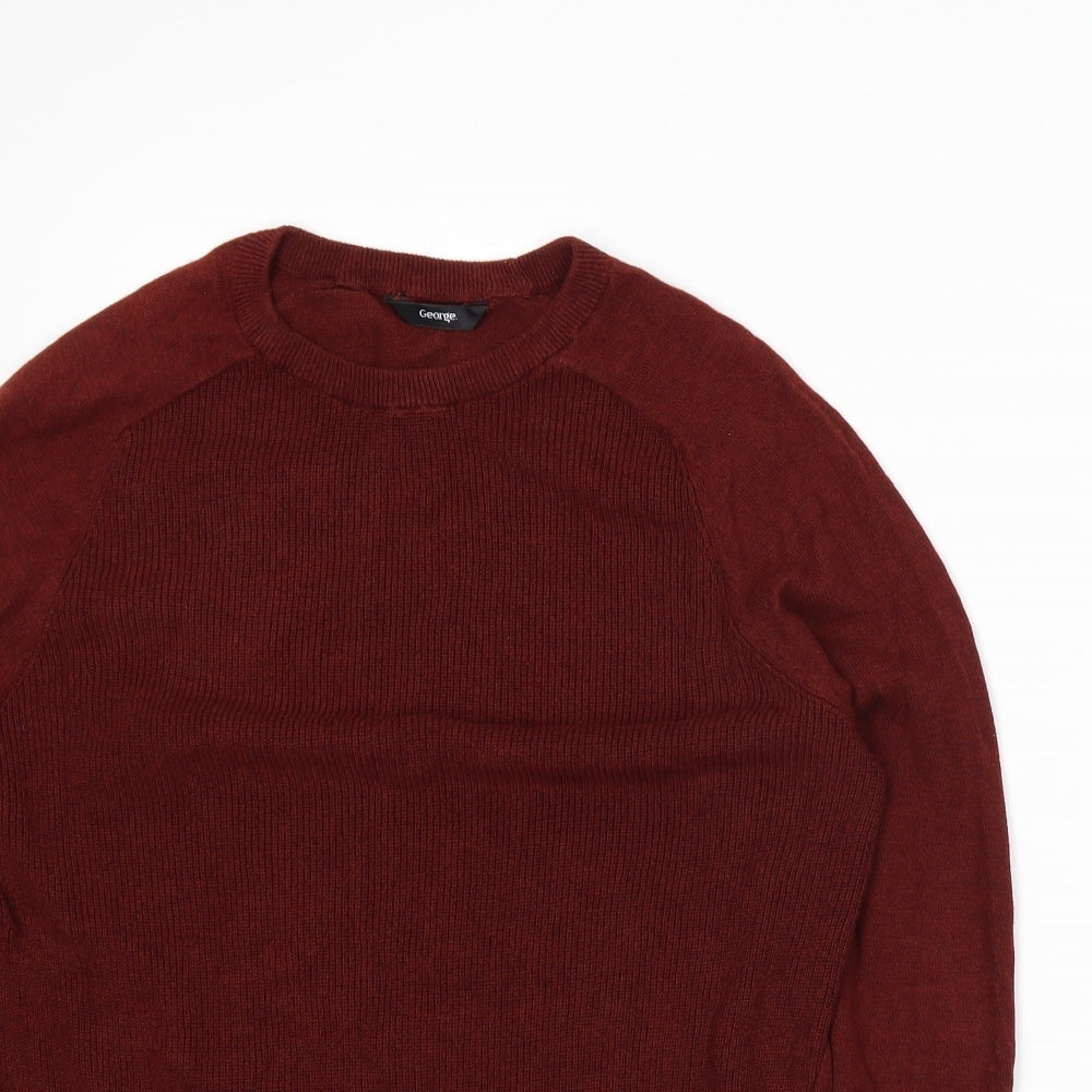 Close-up detail of George women’s orange knit jumper, size M