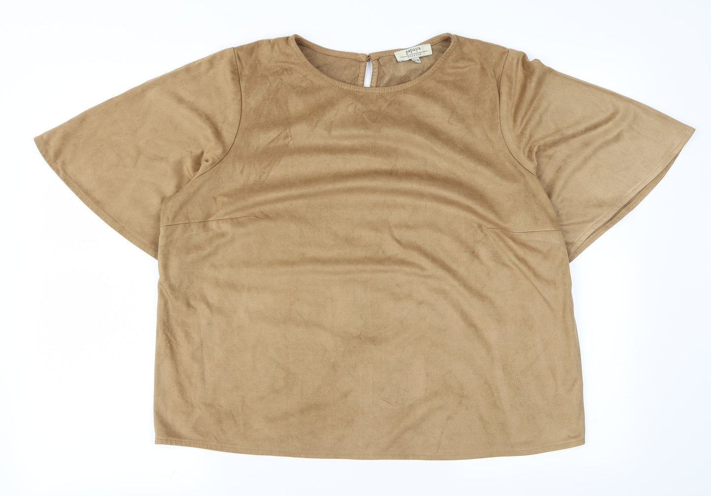 Papaya Womens Beige   Basic T-Shirt Size 16