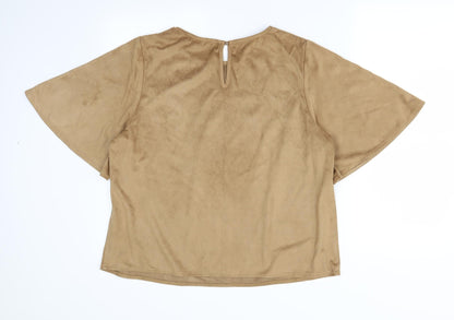 Papaya Womens Beige   Basic T-Shirt Size 16