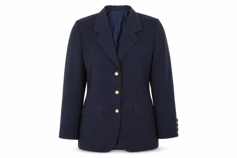 Front view of Ravens women’s blue jacket suit jacket, size UK 10
