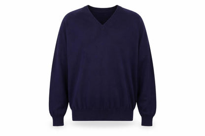 Front view of Classics men’s blue knit jumper, size XL