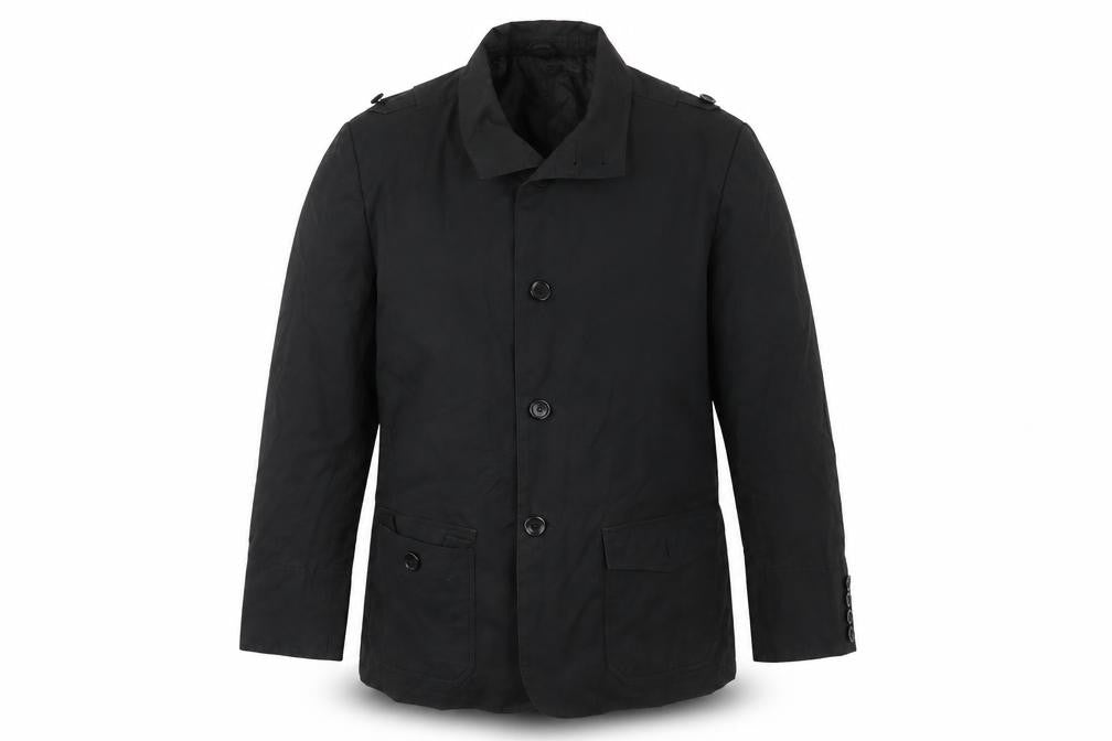 Front view of Remus Uomo women’s black overcoat coat, size XL