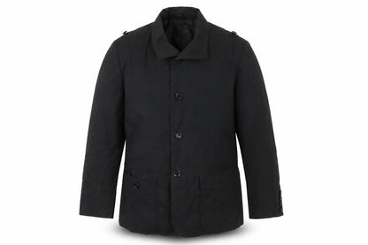 Front view of Remus Uomo women’s black overcoat coat, size XL