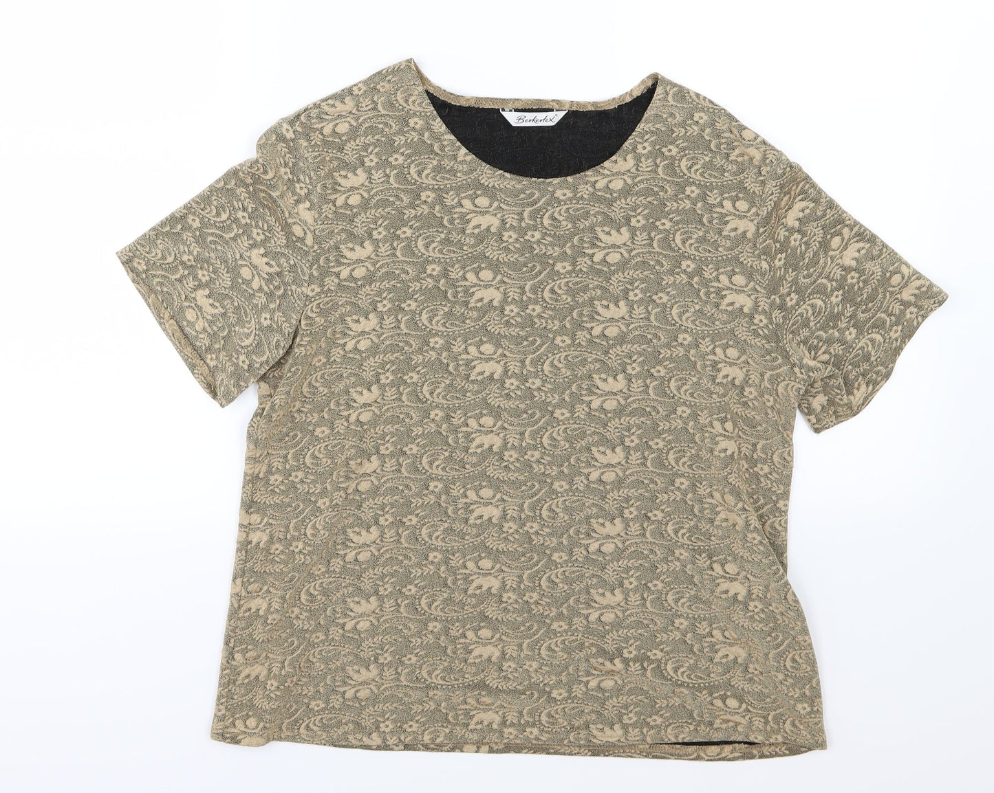 Berkertex Womens Brown Floral Jersey Basic T-Shirt Size 16