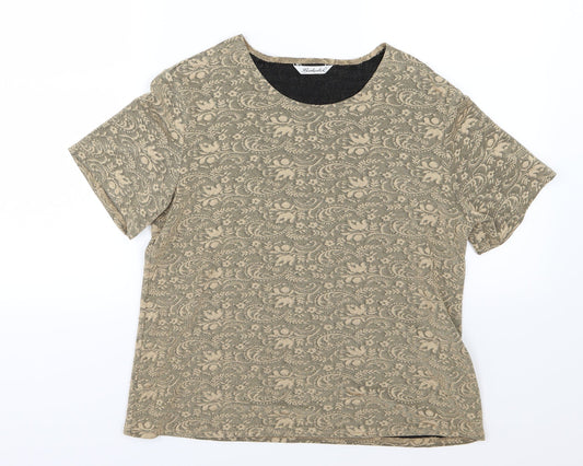 Berkertex Womens Brown Floral Jersey Basic T-Shirt Size 16