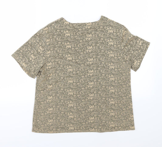 Berkertex Womens Brown Floral Jersey Basic T-Shirt Size 16
