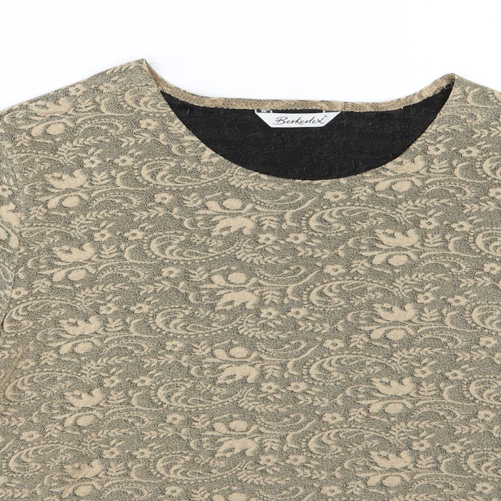 Berkertex Womens Brown Floral Jersey Basic T-Shirt Size 16