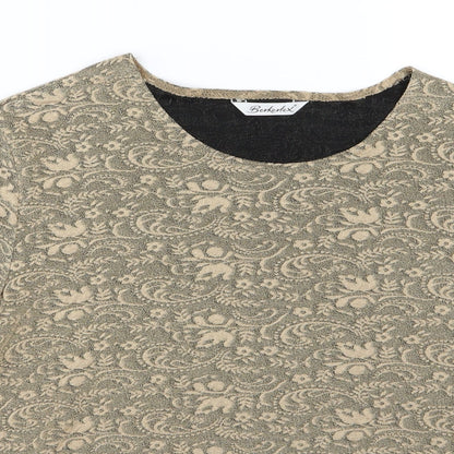 Berkertex Womens Brown Floral Jersey Basic T-Shirt Size 16