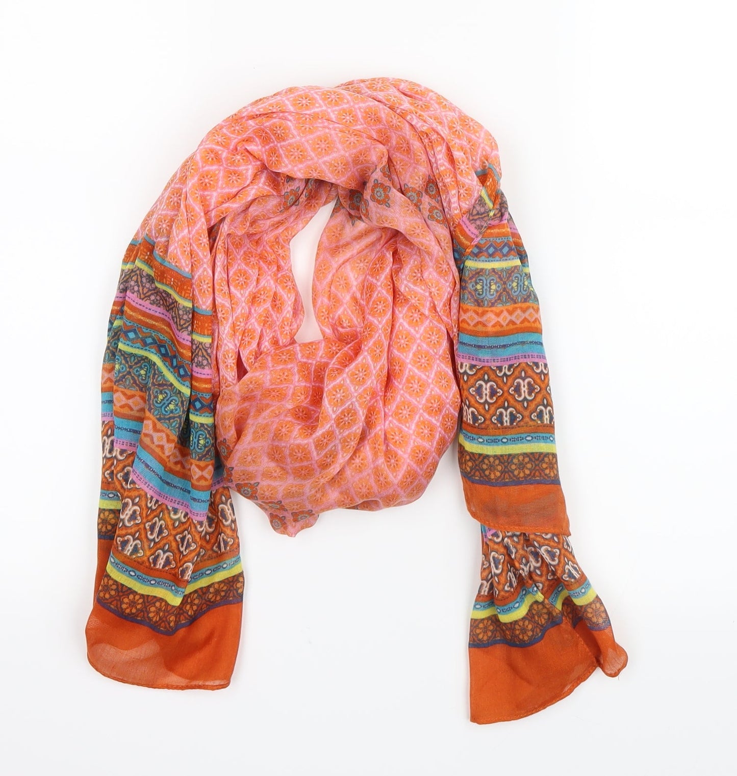 Preworn Womens Orange Geometric   Scarf