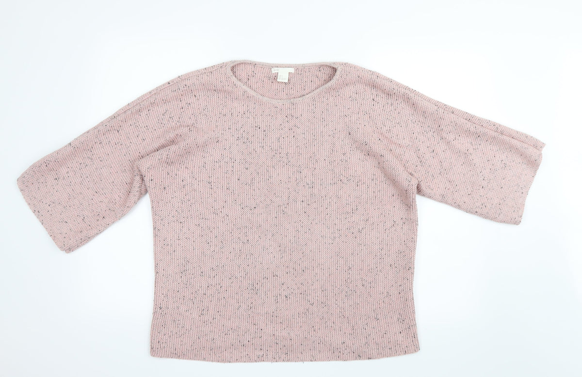 Front view of H&M women’s pink knit jumper, size UK 6