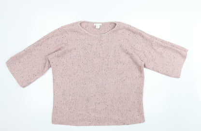 Front view of H&M women’s pink knit jumper, size UK 6